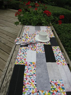 Watercolor Triangles Quilted Table Runner