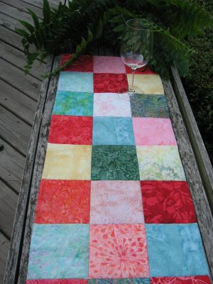 Flower Garden Batik Quilted Table Runner